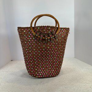 Victoria's Secret, Straw, Bling Bucket Bag, Sexy western, Rocker, sequin, boho